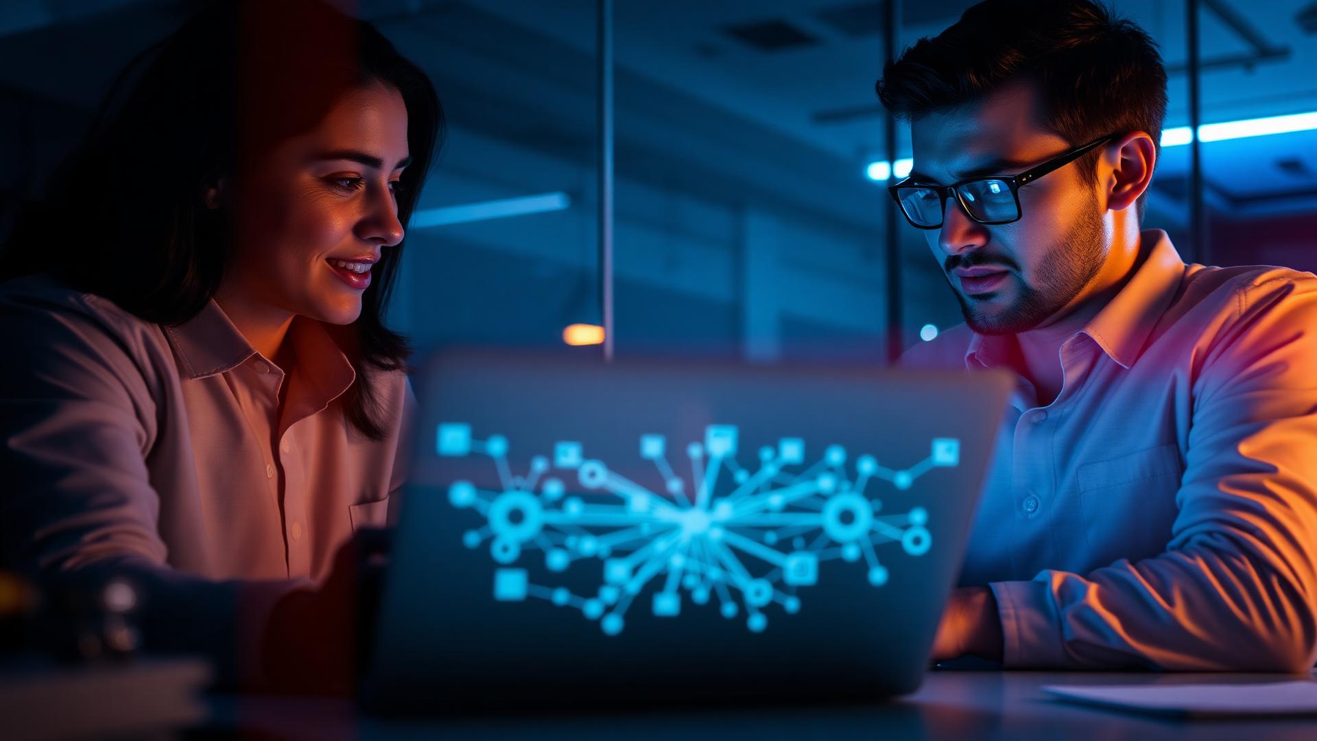 Team collaborating on AI dashboard